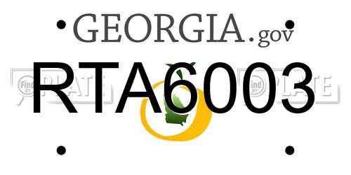 RTA6003 Georgia License Plate