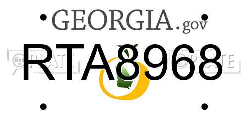 RTA8968 Georgia License Plate