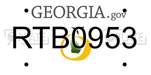 RTB0953 Georgia License Plate