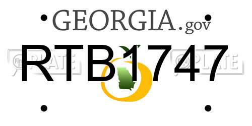 RTB1747 Georgia License Plate