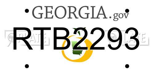RTB2293 Georgia License Plate