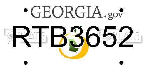 RTB3652 Georgia License Plate