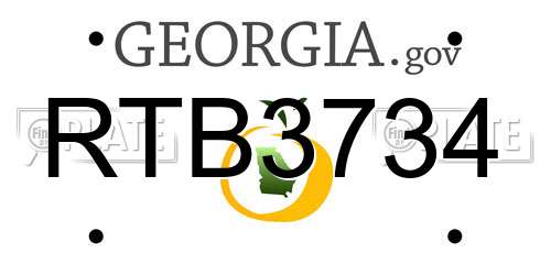 RTB3734 Georgia License Plate