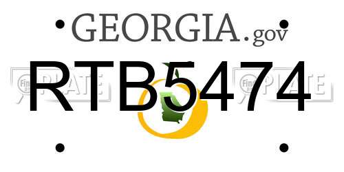 RTB5474 Georgia License Plate