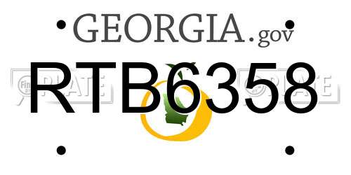 RTB6358 Georgia License Plate