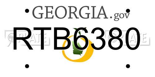 RTB6380 Georgia License Plate