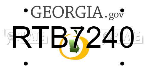 RTB7240 Georgia License Plate
