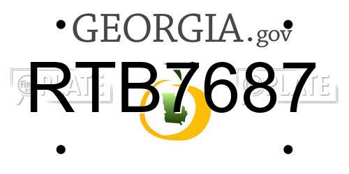 RTB7687 Georgia License Plate