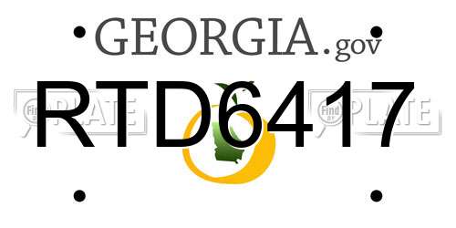RTD6417 Georgia License Plate