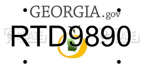 RTD9890 Georgia License Plate