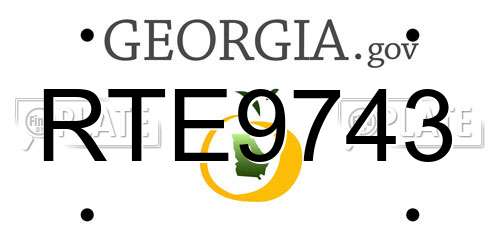RTE9743 Georgia License Plate