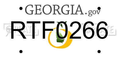 RTF0266 Georgia License Plate