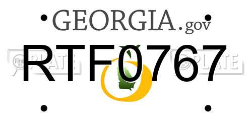 RTF0767 Georgia License Plate