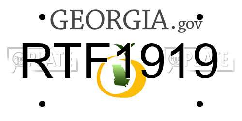 RTF1919 Georgia License Plate