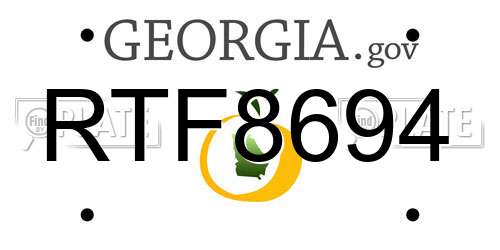 RTF8694 Georgia License Plate