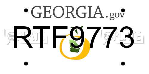 RTF9773 Georgia License Plate