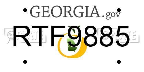 RTF9885 Georgia License Plate