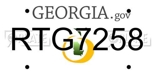 RTG7258 Georgia License Plate