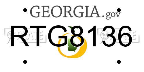 RTG8136 Georgia License Plate