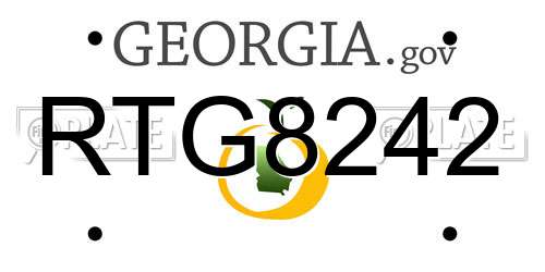 RTG8242 Georgia License Plate
