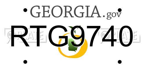 RTG9740 Georgia License Plate