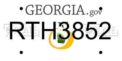 RTH3852 Georgia License Plate