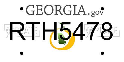 RTH5478 Georgia License Plate
