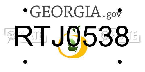 RTJ0538 Georgia License Plate