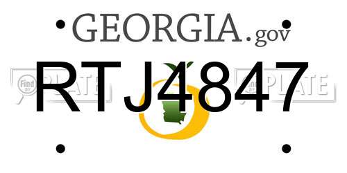 RTJ4847 Georgia License Plate