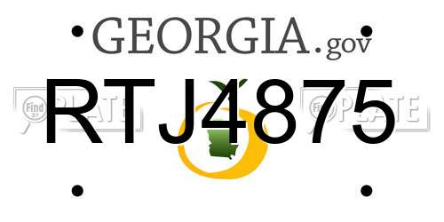 RTJ4875 Georgia License Plate
