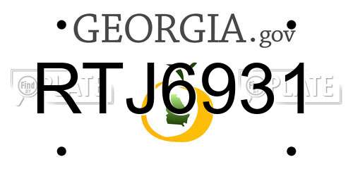 RTJ6931 Georgia License Plate
