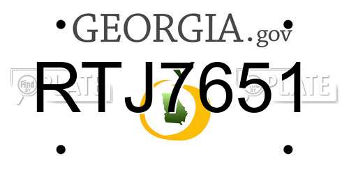 RTJ7651 Georgia License Plate