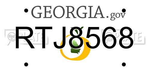 RTJ8568 Georgia License Plate