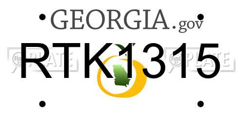 RTK1315 Georgia License Plate