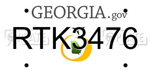 RTK3476 Georgia License Plate