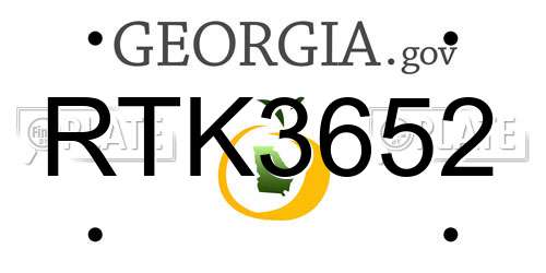 RTK3652 Georgia License Plate