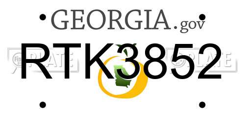 RTK3852 Georgia License Plate