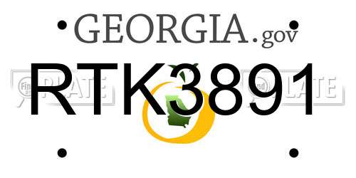 RTK3891 Georgia License Plate
