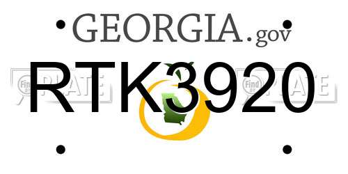RTK3920 Georgia License Plate