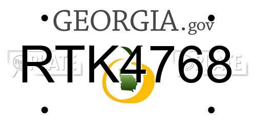 RTK4768 Georgia License Plate