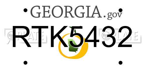 RTK5432 Georgia License Plate