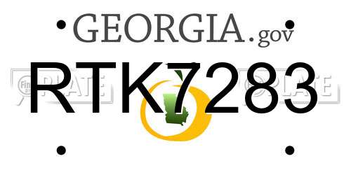 RTK7283 Georgia License Plate