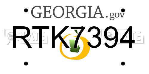 RTK7394 Georgia License Plate