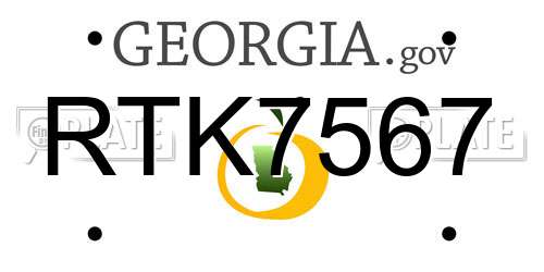 RTK7567 Georgia License Plate