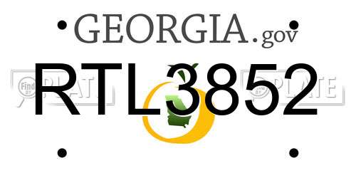 RTL3852 Georgia License Plate