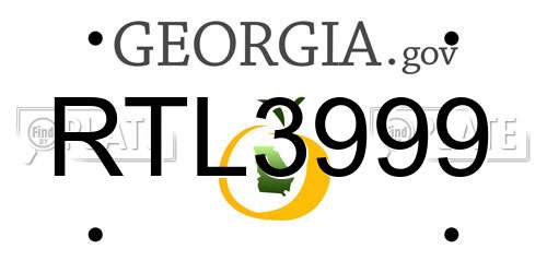 RTL3999 Georgia License Plate
