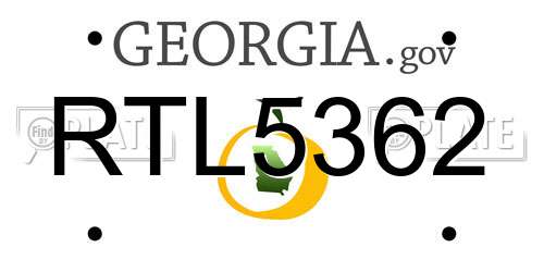 RTL5362 Georgia License Plate