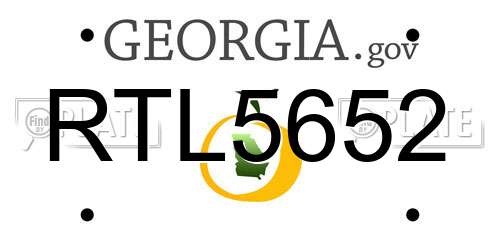 RTL5652 Georgia License Plate