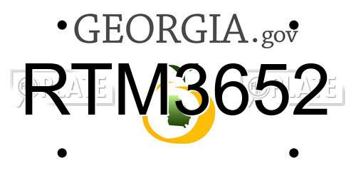 RTM3652 Georgia License Plate
