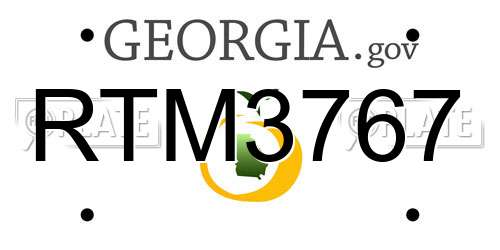 RTM3767 Georgia License Plate